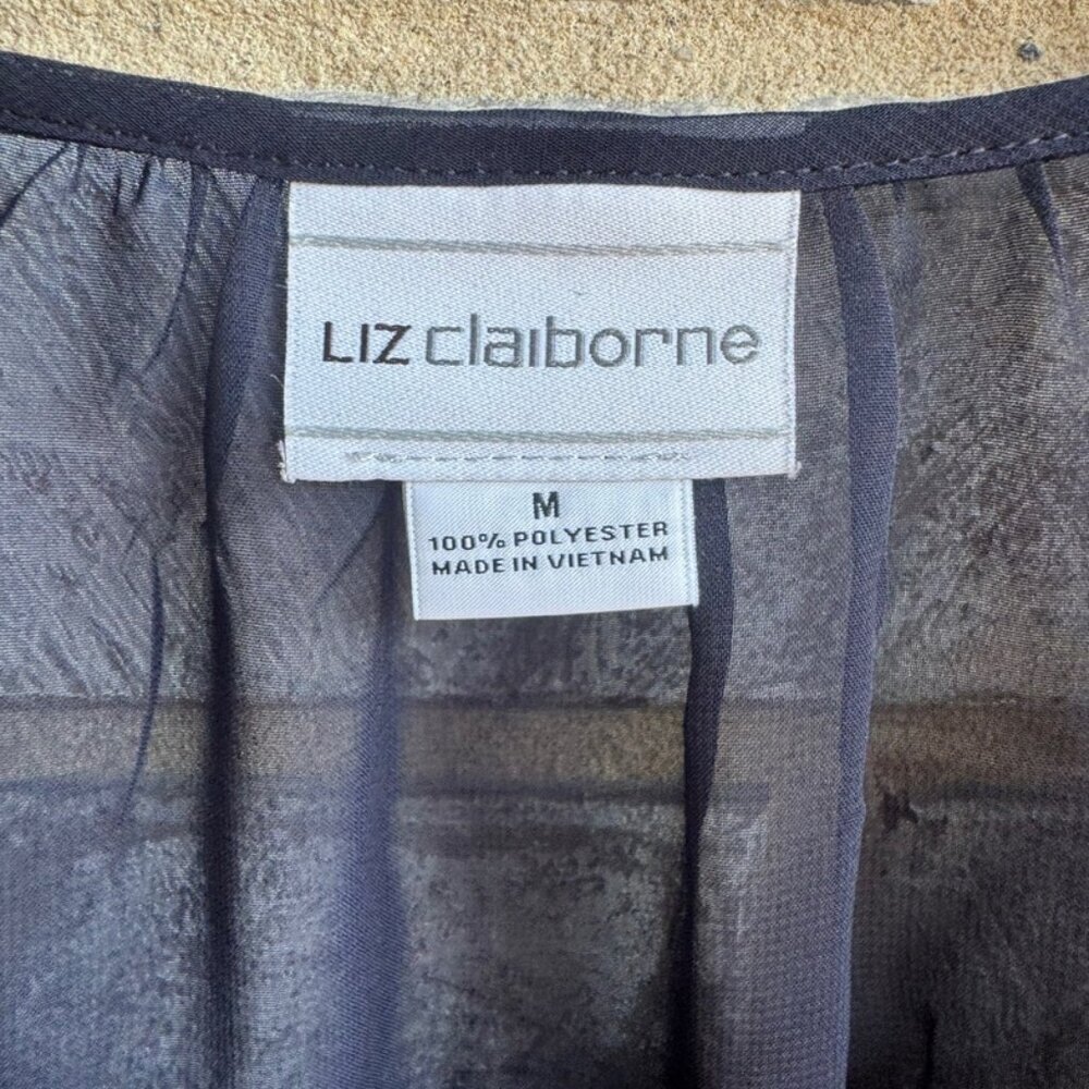 Liz Claiborne Sheer V-Neck 3/4 Sleeve Blouse Women's Size M. - Picture 3 of 6